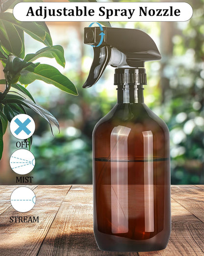 2 Pack 360° Spray Bottles, 10 oz Plastic Small Containers with Adjustable Spray Nozzles, Spray Bottles for Hair, Cleaning Solutions, BBQ and Plants Clear