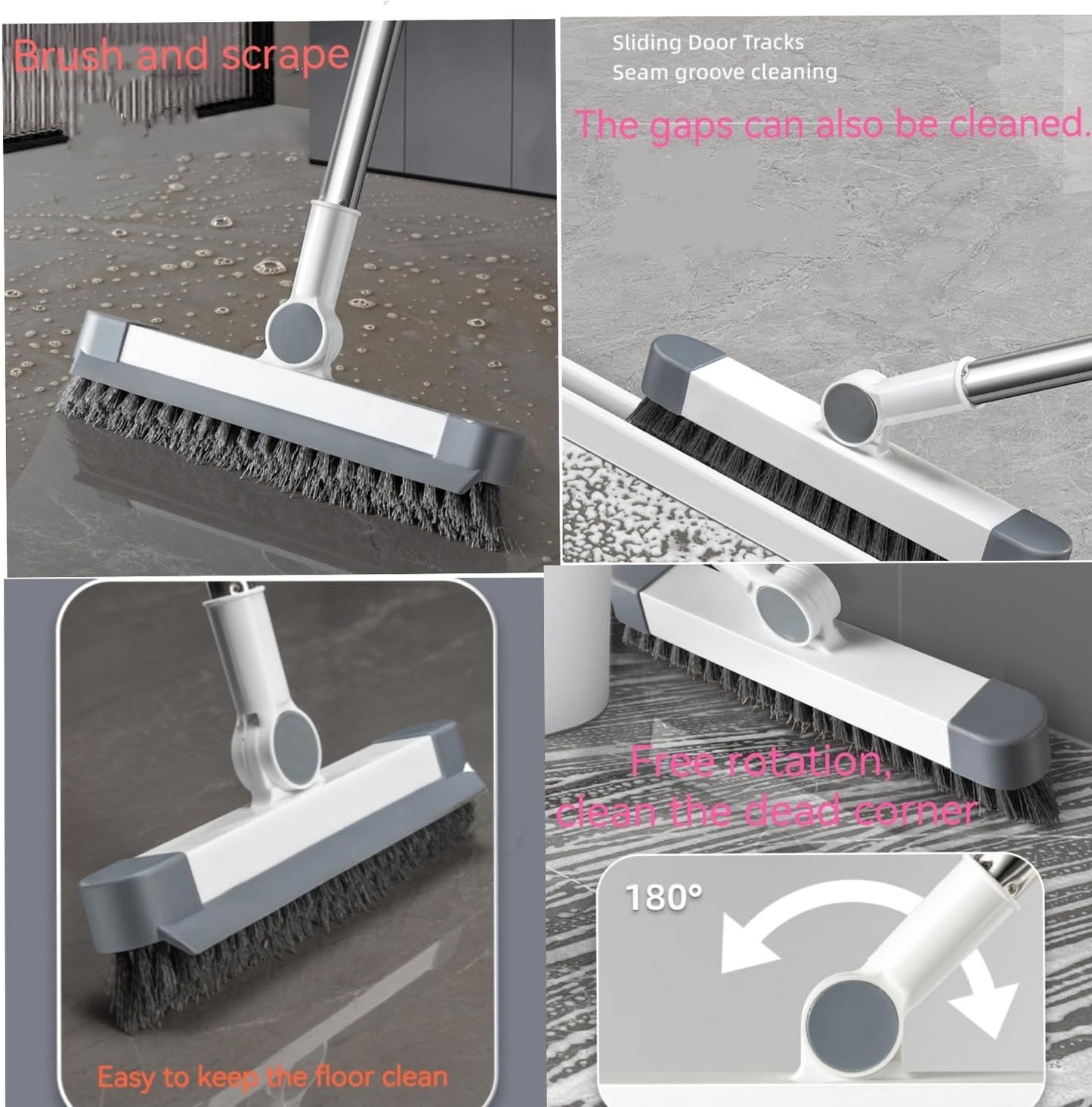 Microfiber Mop Bucket Set, Flat Mop with Bucket, Floor Brush & Glass Squeegee Included, Wet Dry Cleaning System with 6 Washable Pads (1 Mop+6 Microfiber Pads+1 Bucket+1 Floor Brush+1 Glass Wiper)