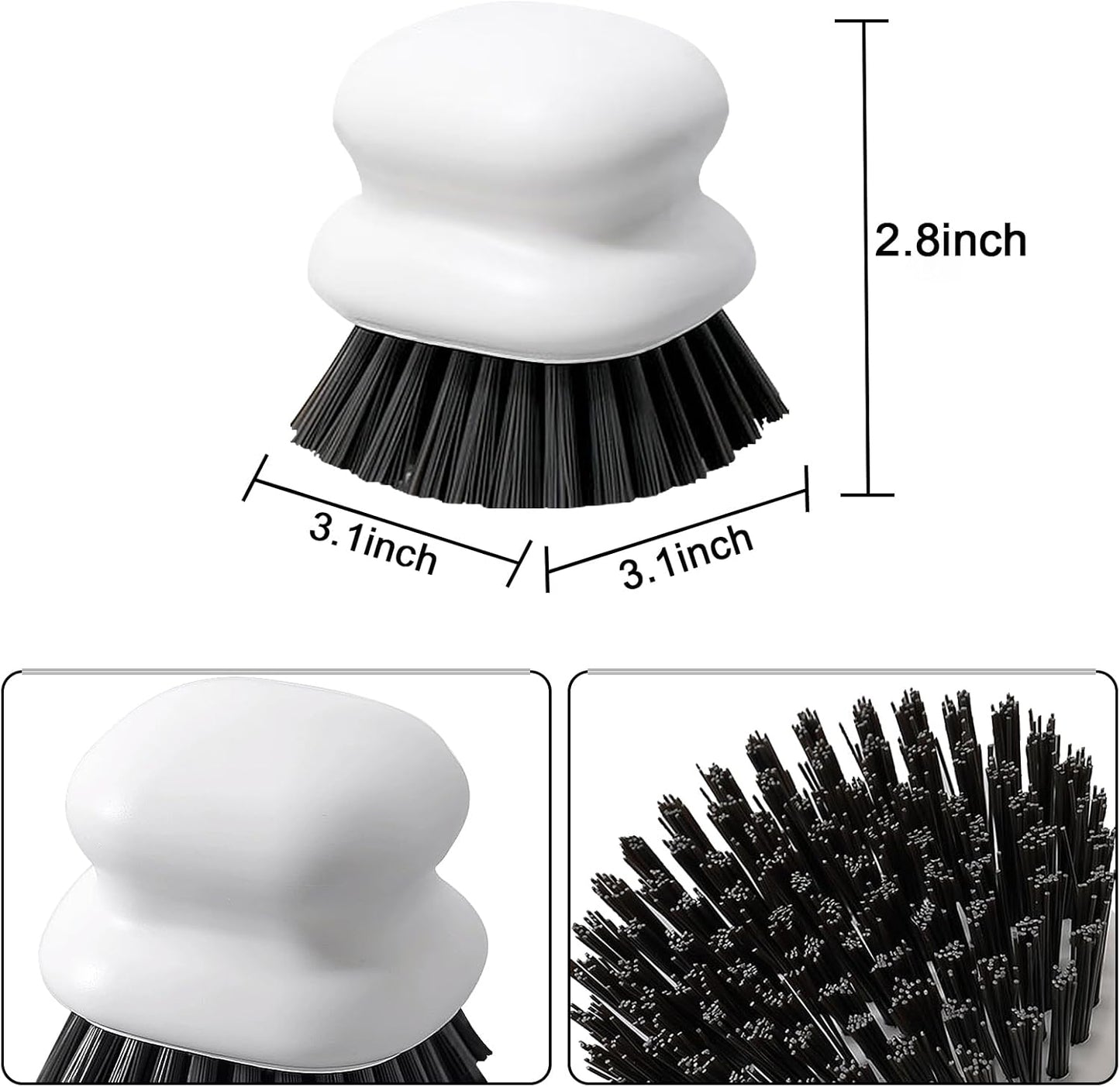 2Pack Dish Scrub Brush, Palm Brush Dish Scrubber with Ergonomic Grip, Kitchen Scrub Brushes for Cleaning for Pans, Pots, Kitchen Sink Cleaning-Black