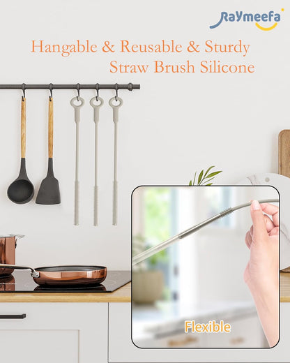 Straw Cleaner Brush Set - Raymeefa Scratch-Free Detail Cleaning for Reusable Straws & Tumblers (Blue)