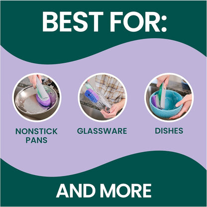 Scotch-Brite Advanced Soap Control Non-Scratch Dishwand Kit, 1 Dish Wand & 5 Sponge Refills, Prevents Soap from Leaking, Leak-Free Guarantee, Best for Nonstick Pots and Pans, Glass, Tubs, & Showers