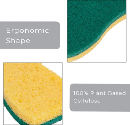 Smart Design Non-Scratch Cellulose Smart Scrub Sponge - Set of 9 - Ultra Absorbent - Ergonomic Shape - Cleaning, Dishes, & Hard Stains - Cool Geometric Pattern - Blue, Pink, Purple