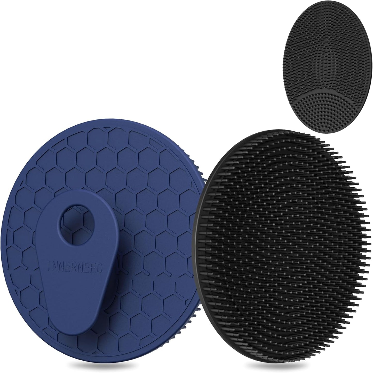 INNERNEED Food-Grade Soft Silicone Body Scrubber Shower Brush Handheld Cleansing Skin Brush, Gentle Exfoliating and Lather Well (Black)