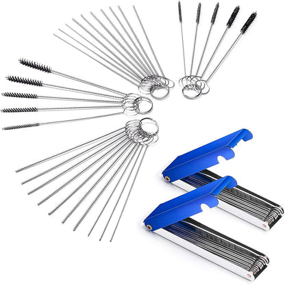 Set of 4 Carburetor Carbon Dirt Jet Remove Cleaner 26 Cleaning Wires Set + 20 Cleaning Needles + 10 Nylon Brushes Tool Kit for Motorcycle ATV Moped Welder Carb Chainsaw Spray Guns Torch Tips