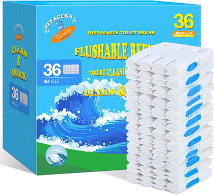 Effacera 36 Refills Disposable Toilet Bowl Paper Bulk Toilet Fresh Flushable Refills for Bathroom Brush Accessories Supplies Starter Kit (Ocean Scent)