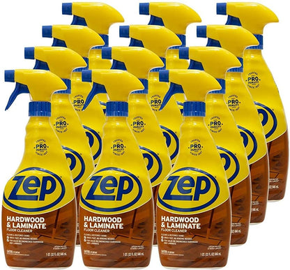 Zep Hardwood and Laminate Floor Cleaner - 32 Oz (Case of 4) - ZUHLF324 - Cleans Spots, Stains, and Scuffs while Restoring Shine on Hardwood, Laminate, Cabinet Doors, Crown Molding, and MORE