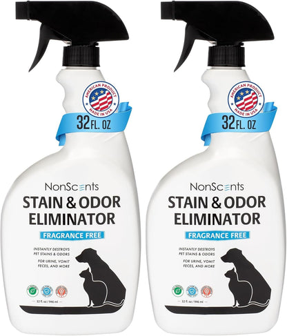 NonScents Stain & Odor Eliminator Spray for Strong Odor - 32 oz - Pet Odor Eliminator for Home - Carpet Stain Remover for Cats and Dog Pee - Cat Urine Destroyer - Carpet Cleaner Spray