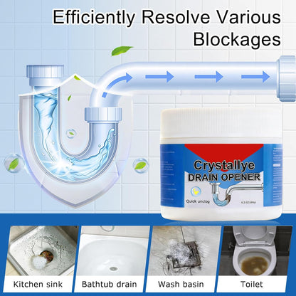 Crystal Lye Drain Opener – Powerful Unclogging Action for Bathroom & Kitchen Pipes (2PC)