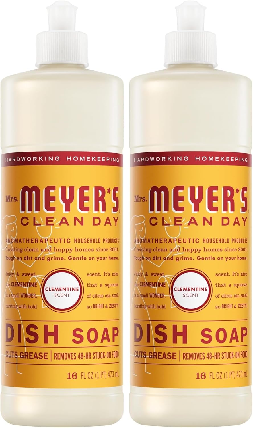 MRS. MEYER'S CLEAN DAY Liquid Dish Soap, Clementine Scent 16 Fl Oz