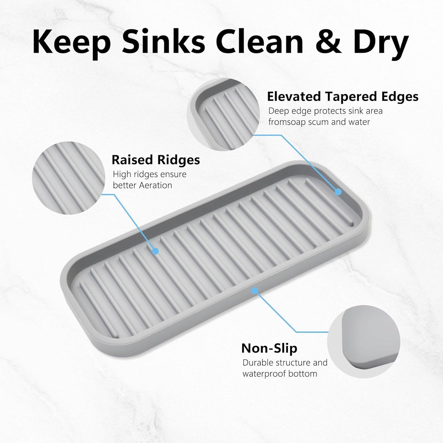 Silicone Sponge Holder Kitchen Sink Organizer Tray Dish Caddy Soap Dispenser, Scrubber Spoon Holder,Dishwashing Accessories 2 Pack (White)