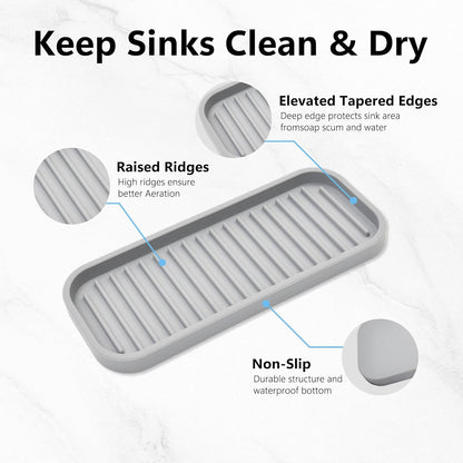 Silicone Sponge Holder Kitchen Sink Organizer Tray Dish Caddy Soap Dispenser, Scrubber Spoon Holder,Dishwashing Accessories 2 Pack (White)