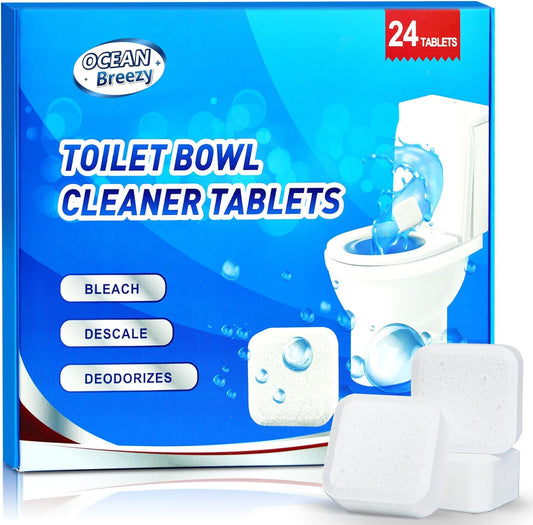 Toilet Bowl Cleaner Bleach Tablets – Deep Cleaning & Deodorize, Effectively Removes Hard Stains (24-Pack Year Supply), Septic-Safe, Bathroom Cleaning Supplies