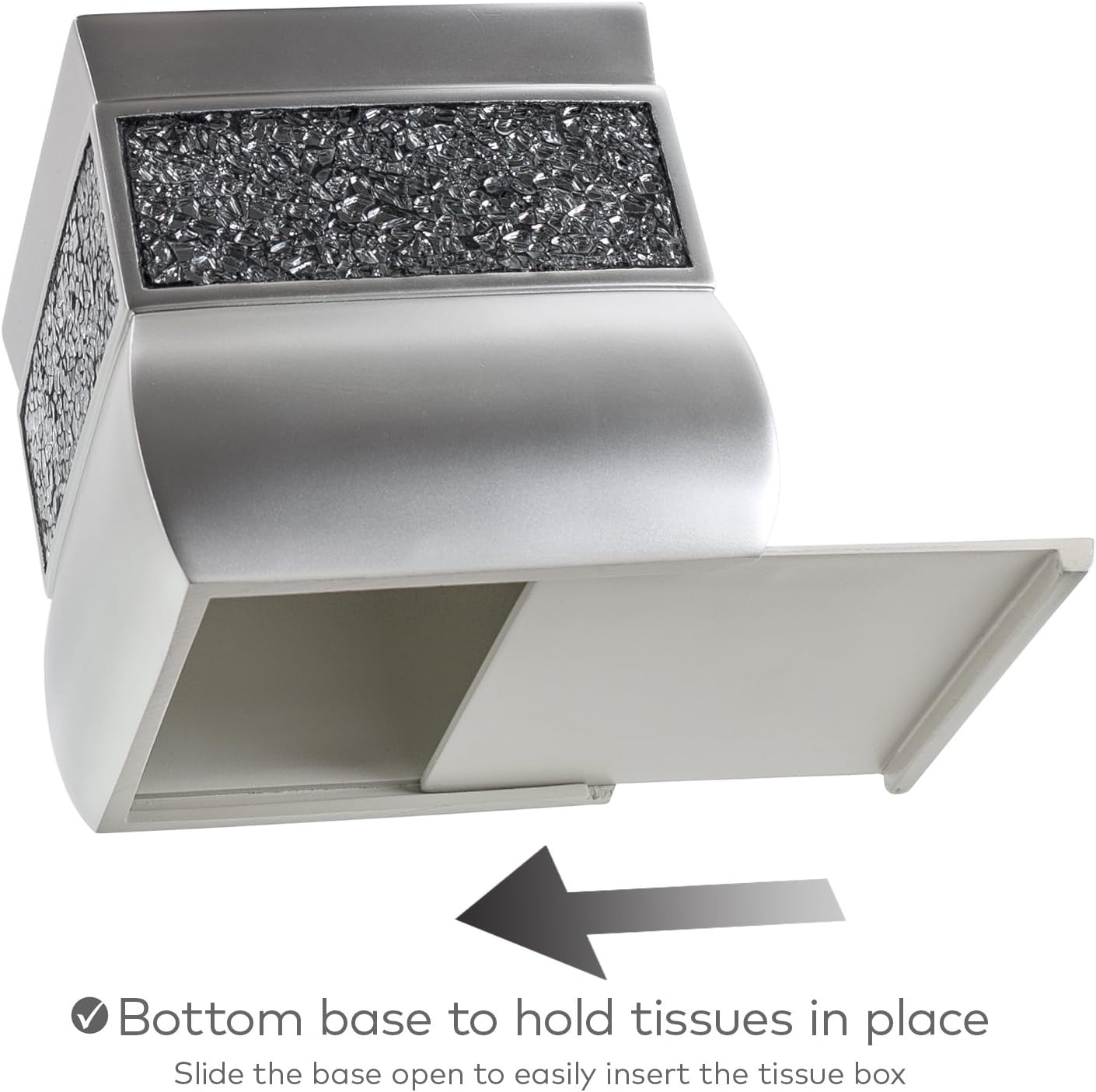 Creative Scents Crackled Glass Toilet Brush with Holder - Silver Toilet Bowl Cleaner Brush and Holder - Good Grip, Deep Cleaning, Decorative Design Compact Toilet Bowl Scrubber