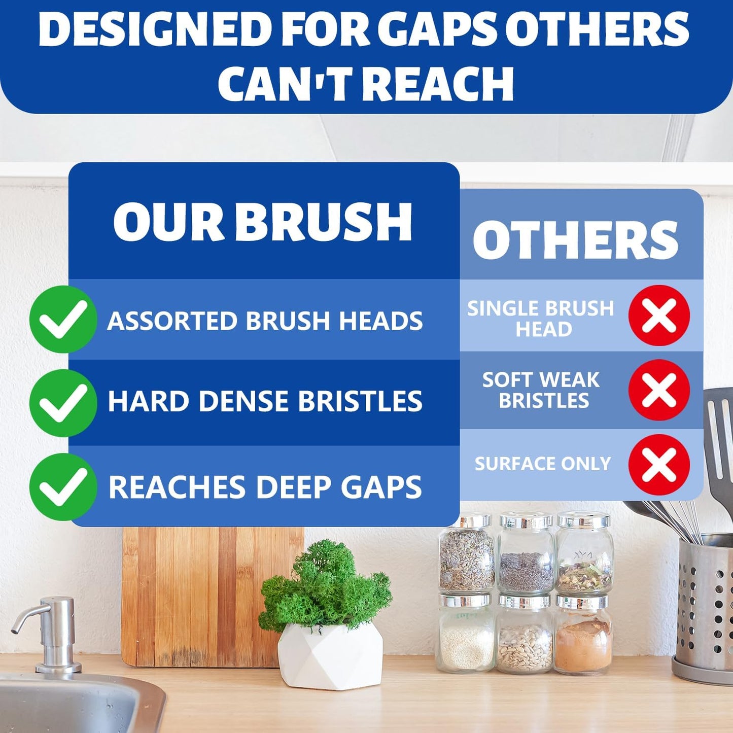 Crevice Cleaning Brush Set，Grill Brush，Hard Bristle Crevice Cleaner Connected to Mineral Water Bottle，for use in: Kitchen, Bathroom Sinks and Corners, Crevices, Window Tracks, and Tight Spaces.4pcs