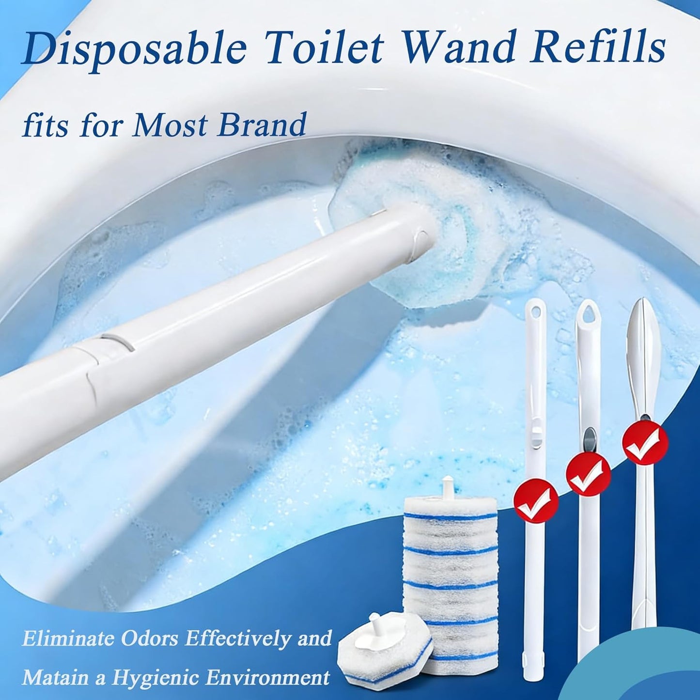 20 Count Toilet Wand Refills Fits Clorox Wand, 3X Cleaning Exclusive Upgrade Formula Disposable Toilet Bowl Wand Refills, No Falling Apart, Fits Most Brand Toilet Brushes Cleaning Systeam