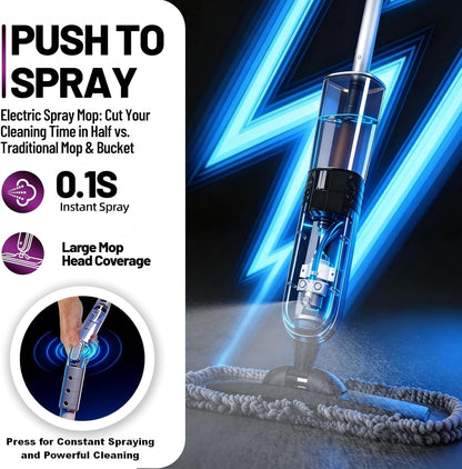 Electric Spray Mop Floor Cleaner with 2 Mopping Pads 720ml Bottle & Scraper 360° Swivel Head Lightweight Cordless Wet Dry Cleaner for Hardwood Floor Cleaning Laminate Tile Wood Vinyl & All Hard Floors