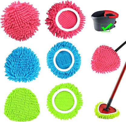 6 PCS Spin Mop Heads Replacements Compatible with Ocedar Easywring 1 Tank System Chenille Mops Duster Pad Washable Dust Refills Green Blue Red