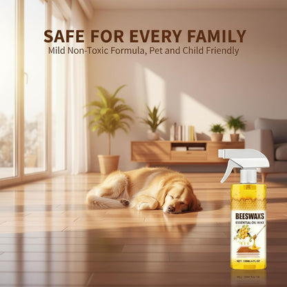 Beeswax Wood Polish Spray, Bees Wax Furniture Polish and Cleaner with Sponge & Towel, Wood Cleaner for Floors, Cabinets, Tables, Doors, Laminate and Finished Wood Surfaces, Citrus Scent, 120ML