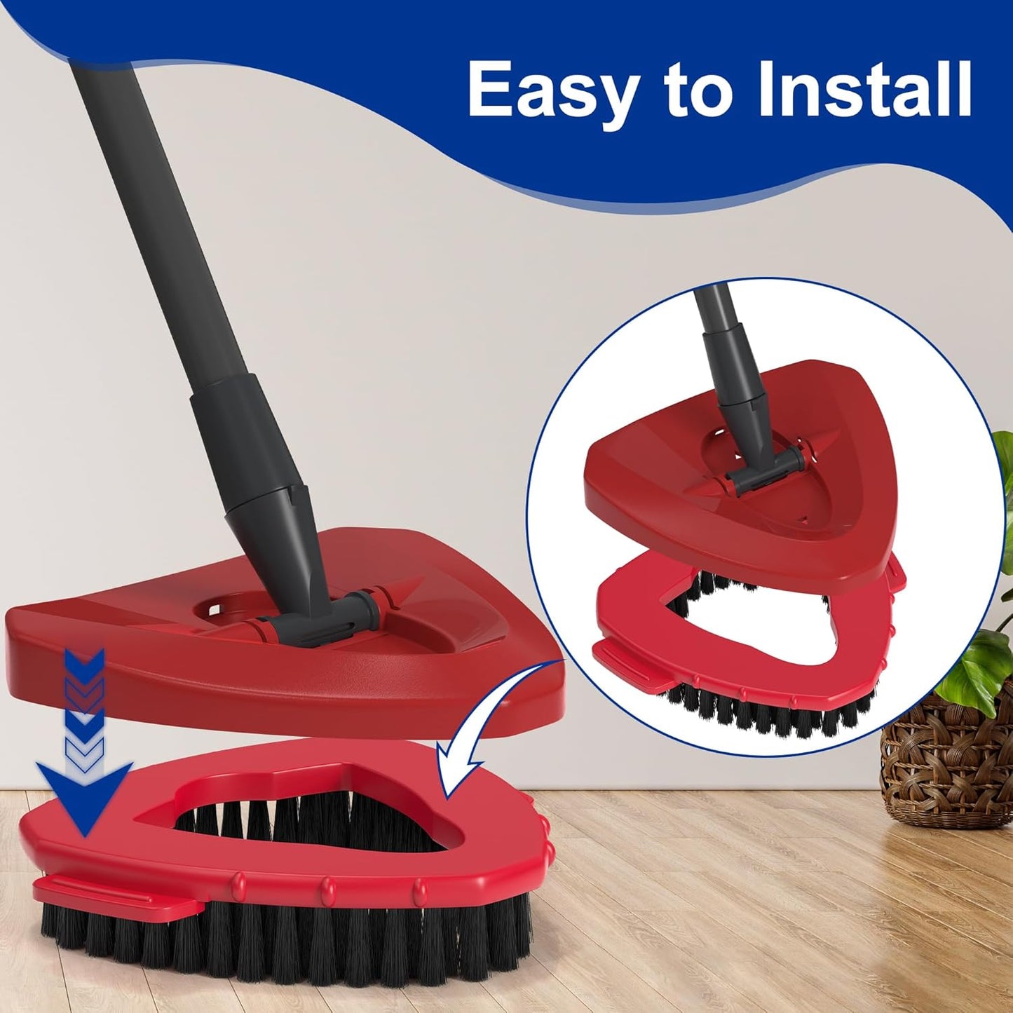 Replacement Scrub Brush for O-Cedar 2-Tank System, 4.4" Triangular Spin Mop Scrubber Head, Heavy-Duty Stiff Bristle Cleaning Brush for Tile, Grout, Bathroom, Kitchen & Floors