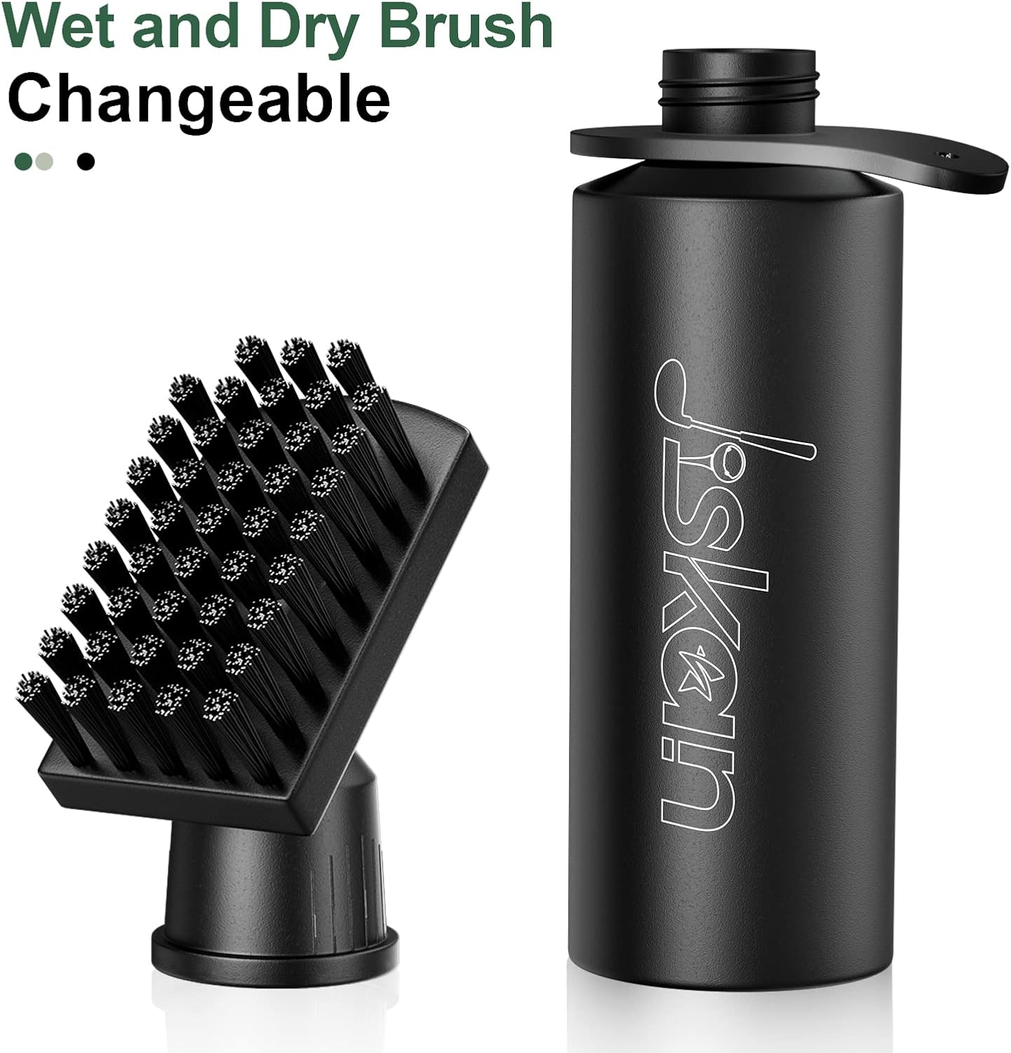 Jiskan Pro Golf Club Brush Cleaner with Retainer Clip and Squeeze Water Bottle 7.5 Inches Holds 4 Ounces of Water, Essentials Golf Accessories for Men, Best Golf Gifts for Men