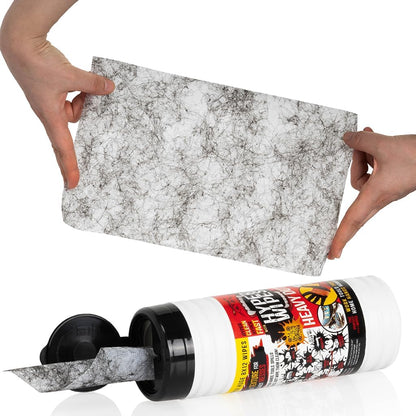 Hyper Wipes, 1 Pack Heavy Duty Hand & Tool Cleaning Wipes, 7"x12" Size Multi-Surface Cleaning Wipes, Degreasing, All Purpose Cleaner, Bathroom, Mechanic, Work Surface Wipes, 35 Count Canister