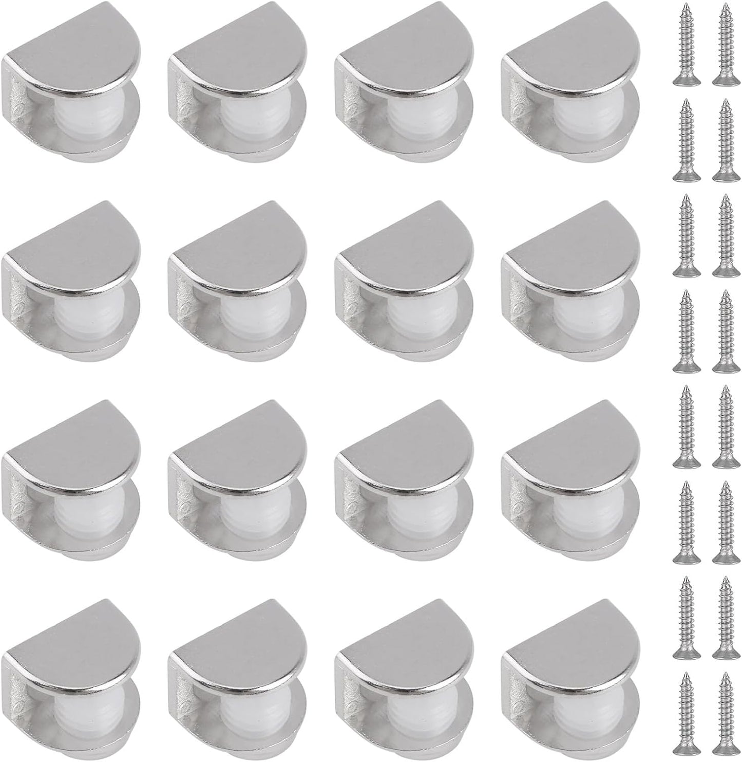 8Pcs Adjustable Half Round Glass Shelf Brackets 201 Stainless Steel Glass Clamp Clips Wall Mounted Brushed Shelf Holder Supports Mounting Brace for 3-8mm Thick Glasses