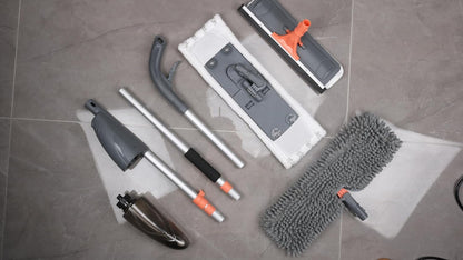 3-in-1 Spray Mop Set with Double-Sided Chenille, Microfiber, and Squeegee Pads - Lightweight Aluminum Handle, 520ML Water Tank, All-Floor & Window Cleaning (Stella - LV-S03)
