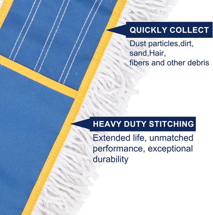 KeFanta 36" Commercial Dust Mops for Floor Cleaning,Industrial Dry Mop with Heavy Duty Long Handle,Large Cotton Reusable Mop Head,for Hardwood,Tile,Concrete,Laminate,Garage Floors(Blue)