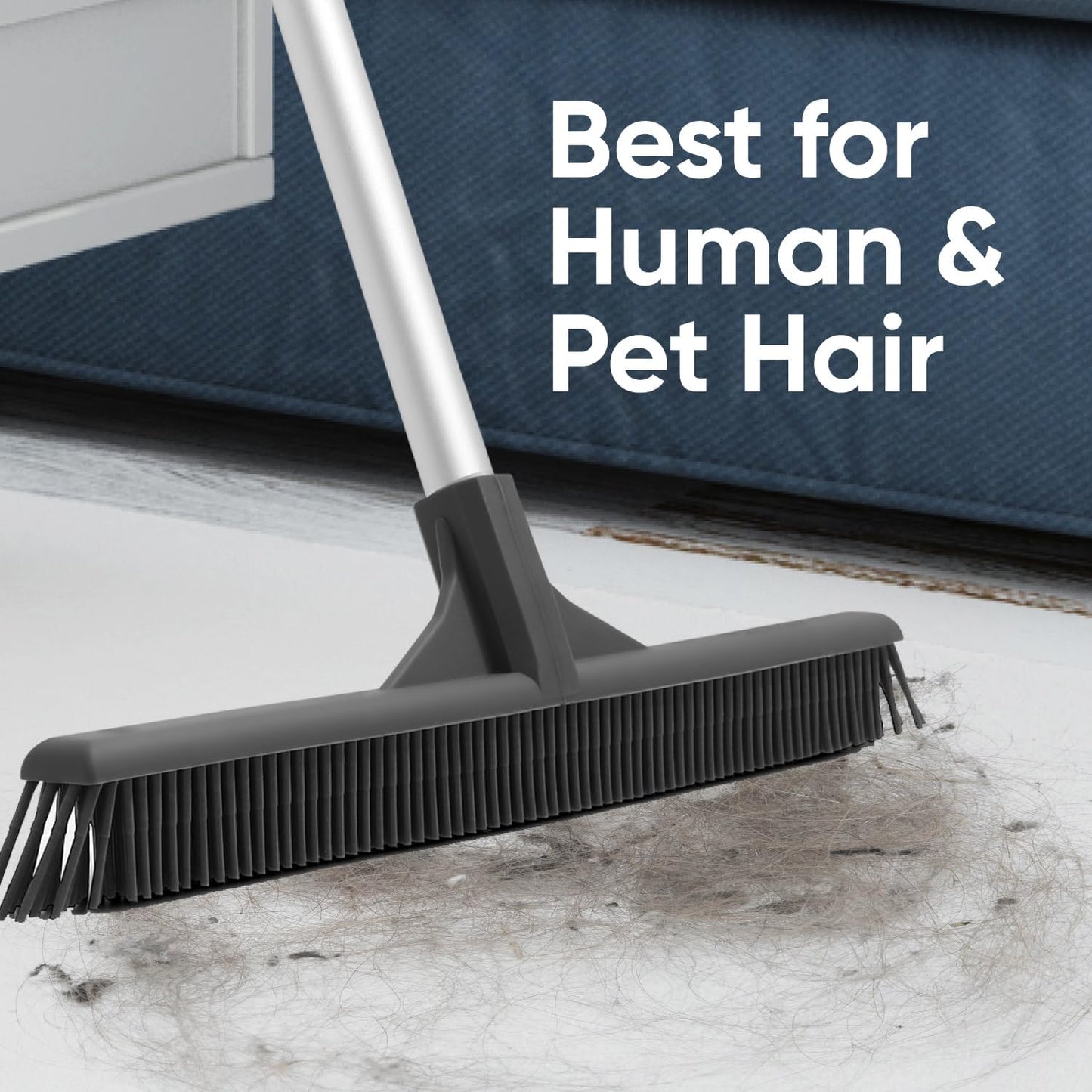 Superio 16"" Slim Silicone Salon Broom - Carpet Rake for Liquid, Human Hair, and Pet Hair, and Fur Space Saving and Easy to Wash, 12811274