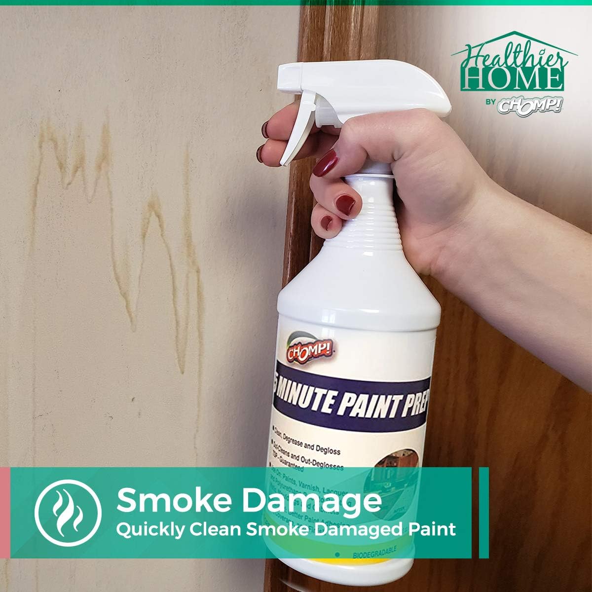 CHOMP! Paint Prep Cleaner Deglosser: Healthier Home 5 Minute Wall and Ceiling, Baseboards, Cabinets Painting Preparation Trim, Spray Gloss, Dirt, Grime, Grease Remover 32 Ounces, 32 oz