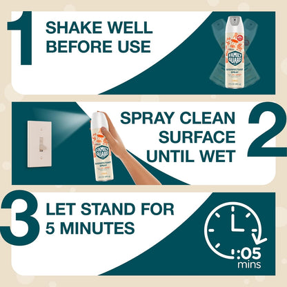 FamilyGuard Disinfectant Spray Aerosol, Antibacterial & Sanitizing Spray, Use on 100+ surfaces including where kids & pets play, Citrus Scent, 17.5 oz (Pack of 1)