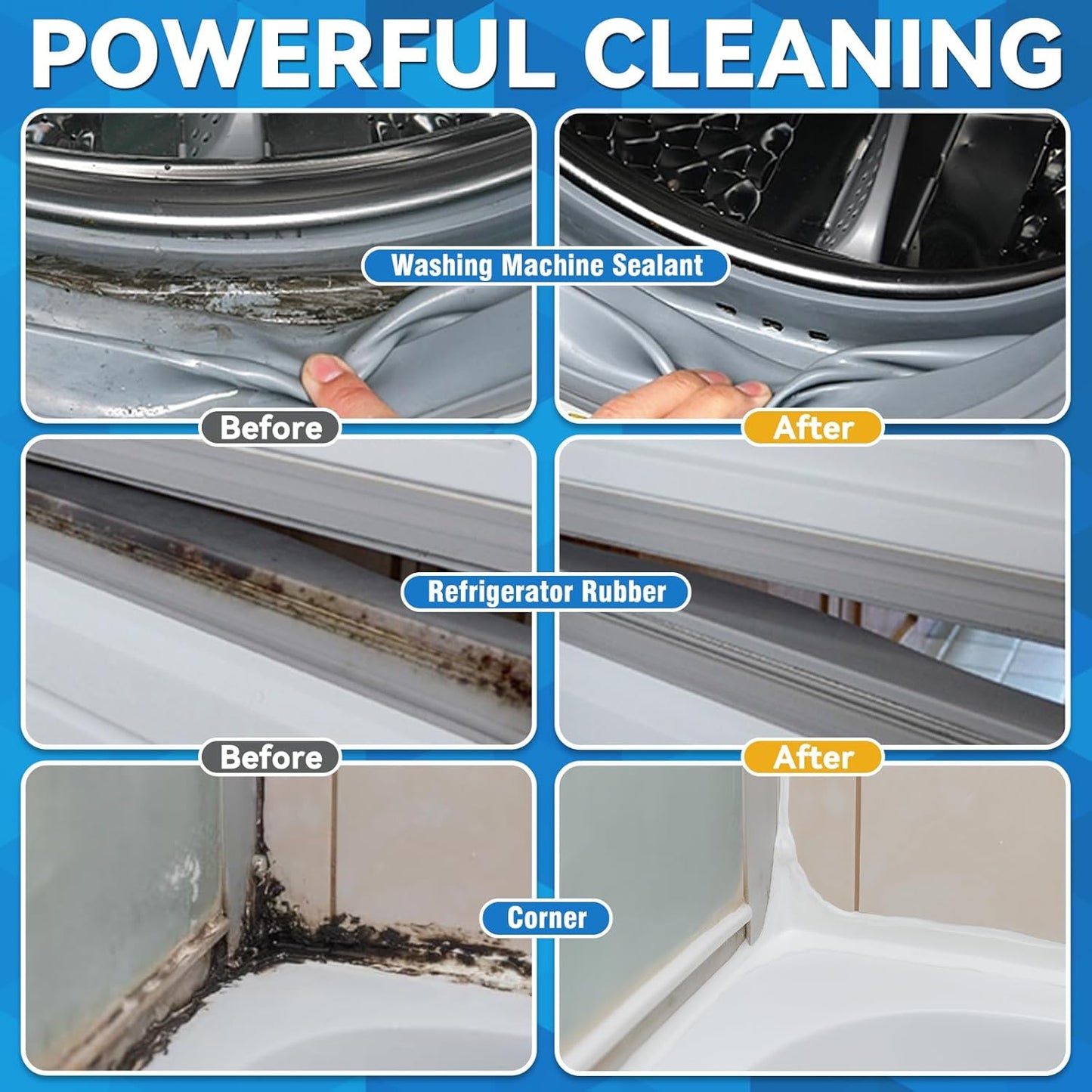 Mold Stain Cleaner, 8 Floz Washing Machine Cleaner Gel with Brush, Household All-Purpose Cleaner Highly Effective in Penetrating for Grout, Fridge, Bathroom, Shower (8, Fluid Ounces) (8 Fl Oz)