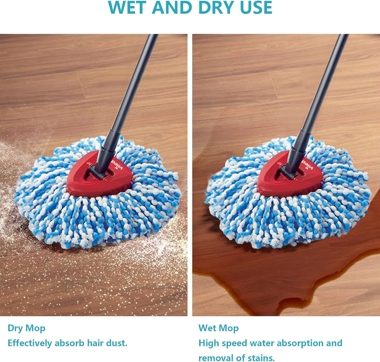4 Pack Mop Replacement Heads for O-Ceda EasyWrin Spin Mop, Microfiber Spin Mop Refills, Easy Cleaning Mop Head Replacement