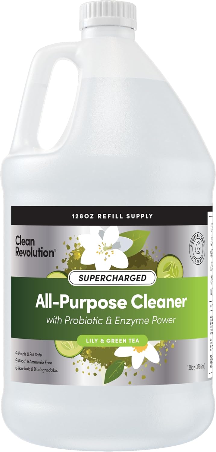 Clean Revolution Multi Surface Cleaner Refill Supply, Non-Toxic, Eco-Friendly & Plant-Based, Ready to Use, Lemon & Herbs, 128 Fl Oz (1 Gallon)