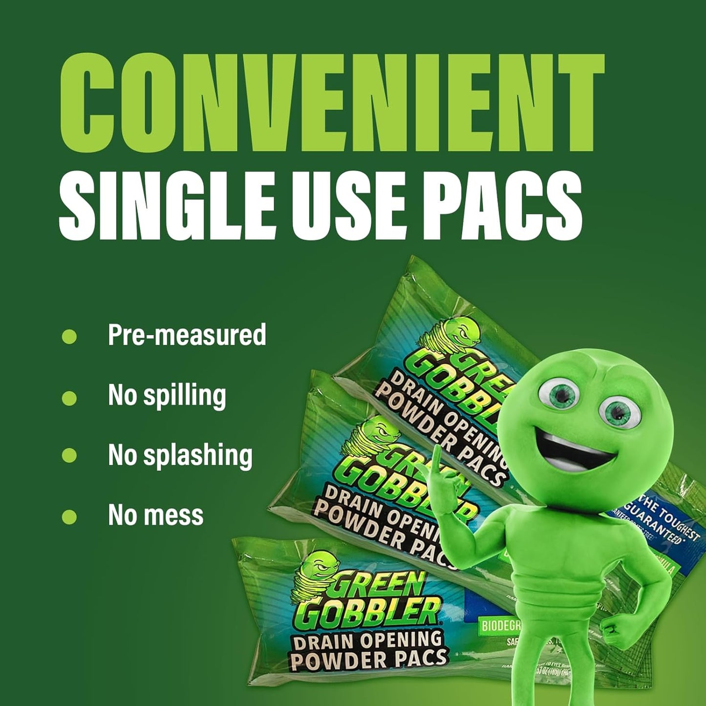 Green Gobbler DRAIN OPENER PACS | Hair Clog Remover | Toilet Clog Remover | Sinks & Tub Drain Cleaner
