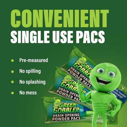 Green Gobbler DRAIN OPENER PACS | Hair Clog Remover | Toilet Clog Remover | Sinks & Tub Drain Cleaner