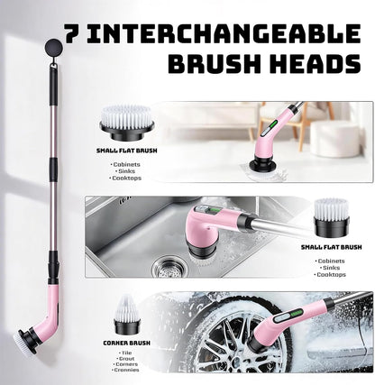 Highyes Electric Spin Scrubber for Cleaning Bathroom: Cordless Power Shower Scrubber - Electric Cleaning Brush for Tile Tub
