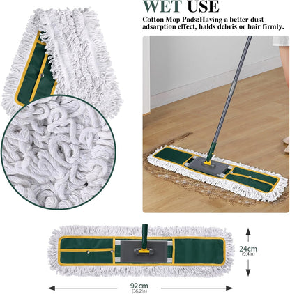 Mops for Floor Cleaning, Masthome Flat Dust Mop with 4 Reusable Pads, 2-Sided Microfiber Dust Mop for Wet & Dry Use, Flat Flip Mops for Hardwood, Laminate, Vinyl,Kitchen, Tile -1 Scraper