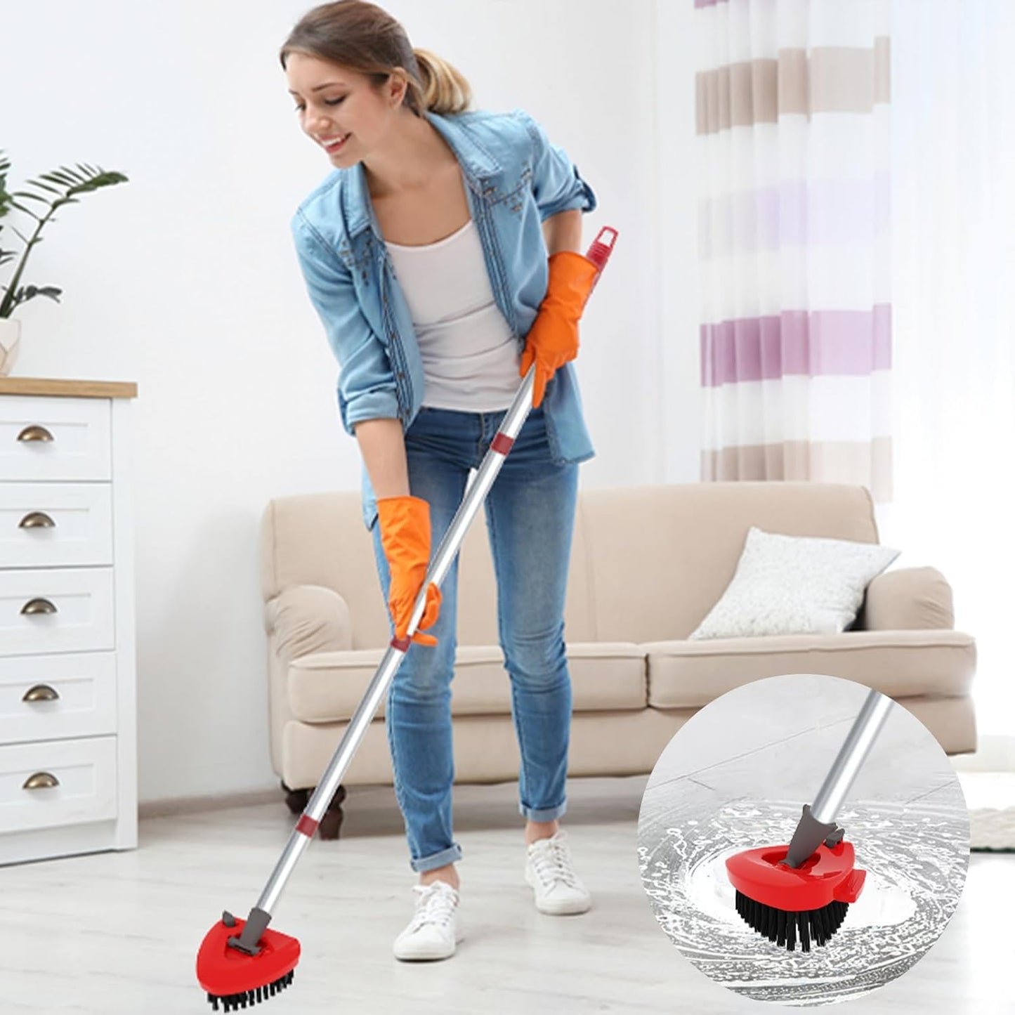 2 Pack Upgrade Scrub Brush Replace Heads Compatible with O Cedar EasyWring 1 Tank Spin Mop,Mop Replacement Scrubber Head Brush,Floor Cleaning Brush,More Layers of Bristles for Bathroom, Deck, Kitchen