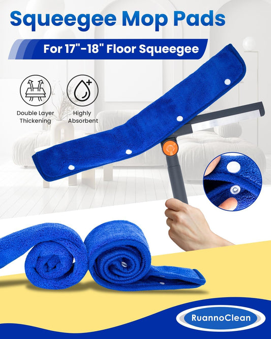 Floor Squeegee Pads, Microfiber Pads for Squeegee for Floor, Reusable Mop Pad for 23-24" Heavy Duty Rubber Squeegees Mop Rubber Broom for Floor, Tile, Glass, Wall Cleaning -4 Pack 60cm
