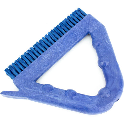 SPARTA Plastic Commercial Grout Brush, Triangle-Shaped Scrub Brush with Scraper and Two Threaded Holes for Attaching Handle (Sold Separately), 9 x 7 x 7 Inches, Gray