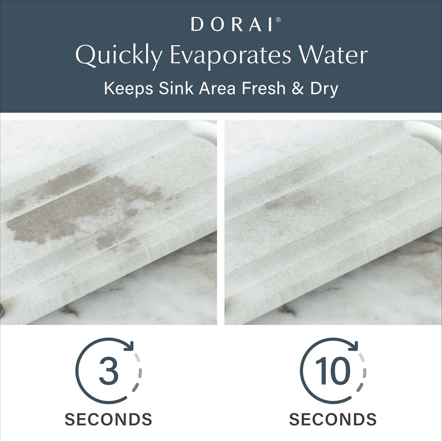 Dorai Home Stone Kitchen Sink Caddy - Diatomaceous Earth Sink Tray with Stainless Steel Feet, Water-Absorbing Countertop Organizer for Kitchen or Bathroom - Sandstone
