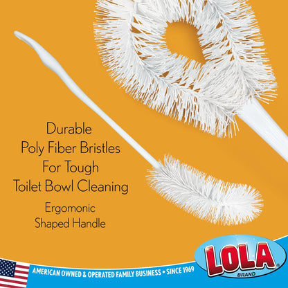 Toilet Brush and Holder Set, By LOLA, 2 Pack, Classic Version, Durable Bristles for Deep Cleaning, w/Compact Space Saving Storage Holder