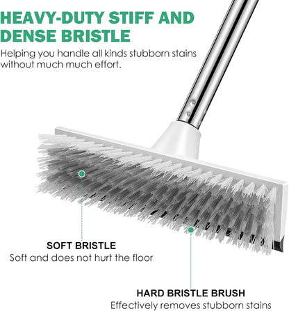SetSail Floor Scrub Brush with 51-Inch Long Adjustable Handle 2 in 1 Scrape Brush Stiff Bristle Floor Scrubber for Cleaning Shower Bathroom Garage Kitchen Wall Deck Tub Tile