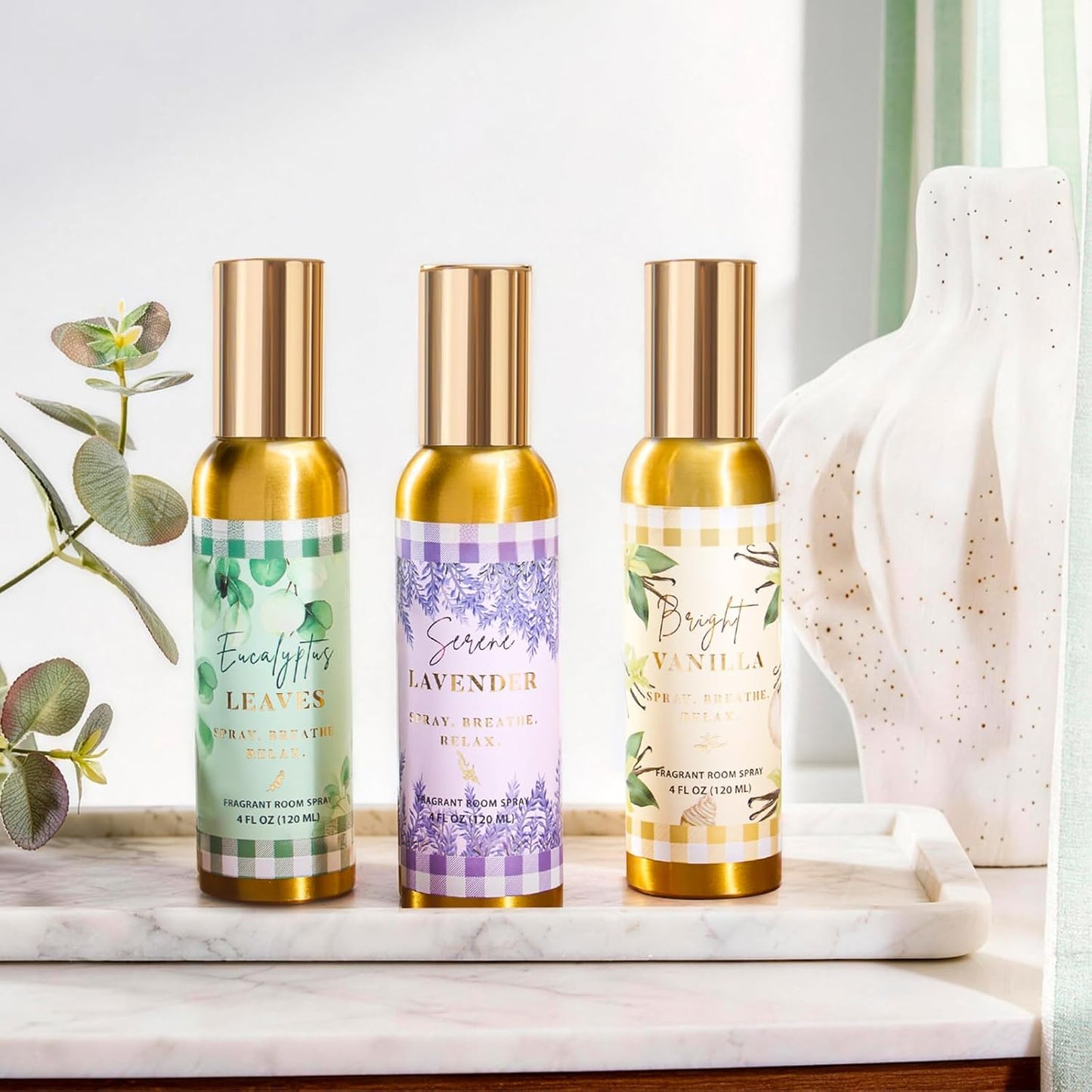Room Spray, Tidal Coconut, Woven Ocean, Sunset Tropics, 3 Pack, Each 4 fl oz, Air Freshener for Home, Long-Lasting Odor Eliminator for Bathroom and Office