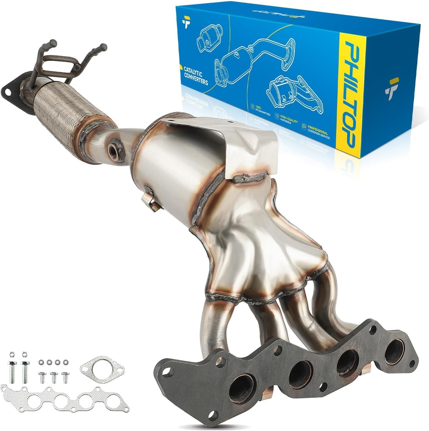 PHILTOP Left and Right Catalytic Converter Replacement For 2005-2010 300 2.7/3.5L V6 RWD, 2006-2010 Charger 2.7/3.5L V6 RWD, 2005-2008 Magnum 2.7/3.5L V6 RWD Replace 55434, 55433 (EPA Compliant) - Colors C