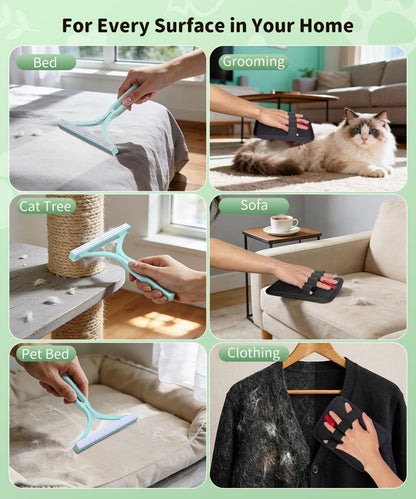 Carpet Rake for Pet Hair Removal, Reusable Carpet Rake, Pet Hair Removal Broom with Extra-Long Thickened Brush, 54" Adjustable Handle, 3 Pcs Pet Hair Removal Tool for Carpet, Sofa & Stairs