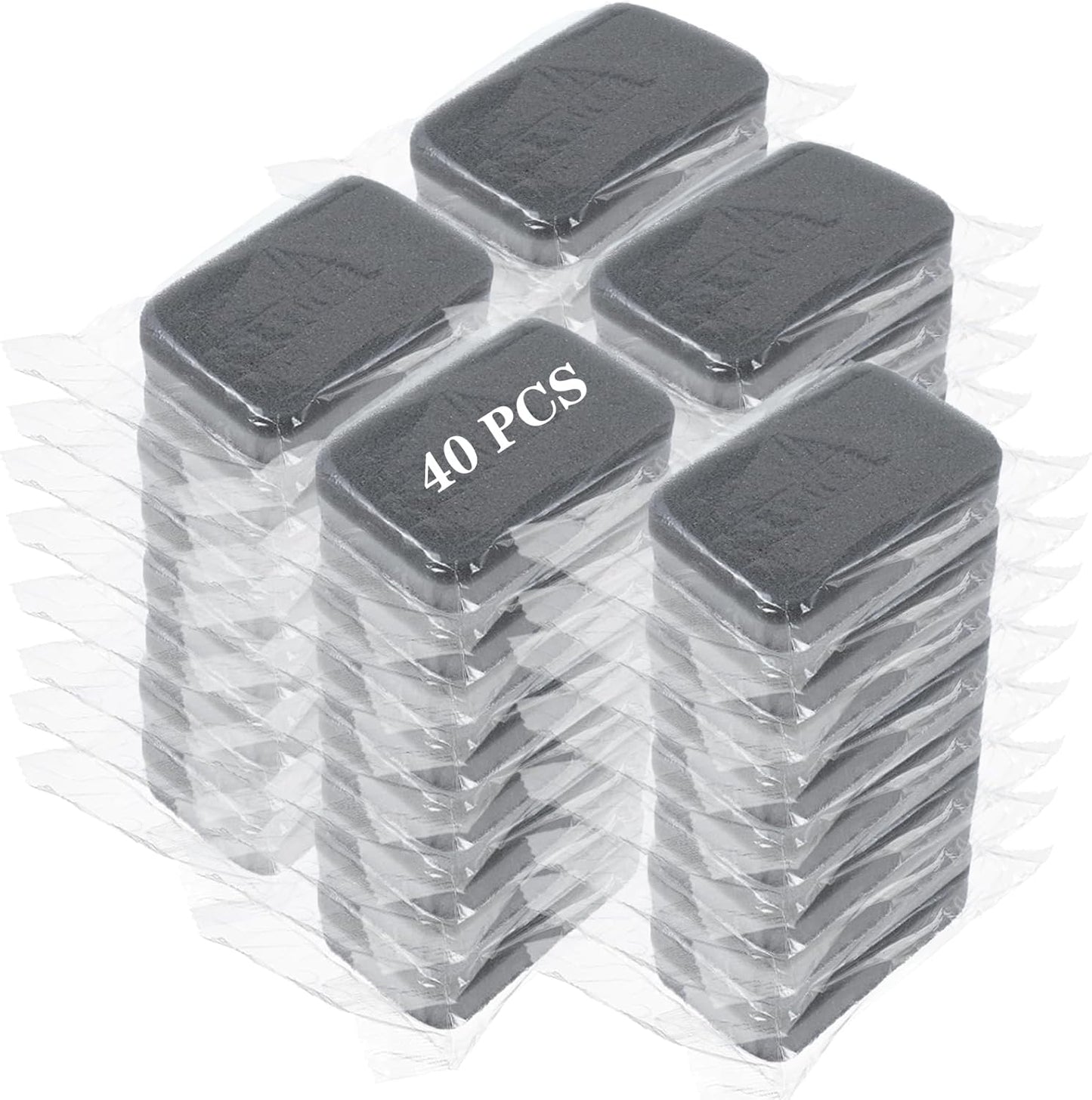 40 Pcs Kitchen Dishwashing Sponge Individually Wrapped Sponges, Bulk Non Scratch Scouring Pad Odor-Free Dish Sponges for Washing Dishes Wipes for Household Cleaning Dishes Travel Apartments, Grey