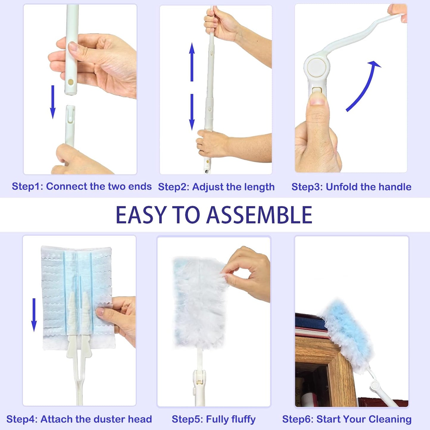 40Pcs Disposable Duster Refills, Electrostatic Fluffy for Cleaning Replacement Refills Bulk for Home Office Ceiling Surface Corner Dusting
