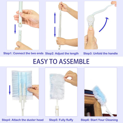 40Pcs Disposable Duster Refills, Electrostatic Fluffy for Cleaning Replacement Refills Bulk for Home Office Ceiling Surface Corner Dusting